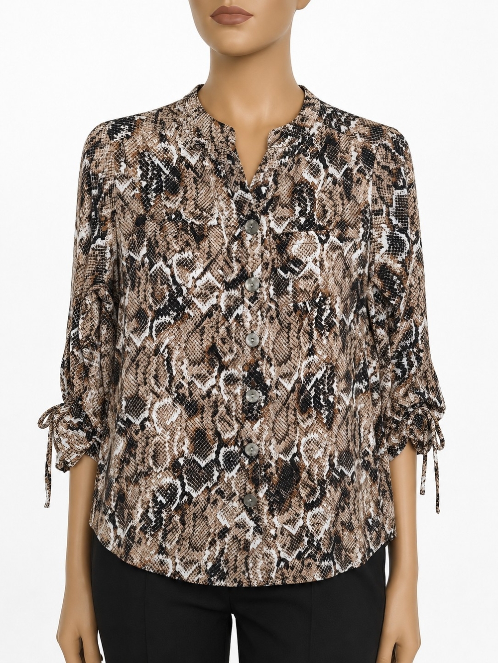New Directions Petite Snakeskin Print Button-Up Blouse - Size PM Pre-owned.